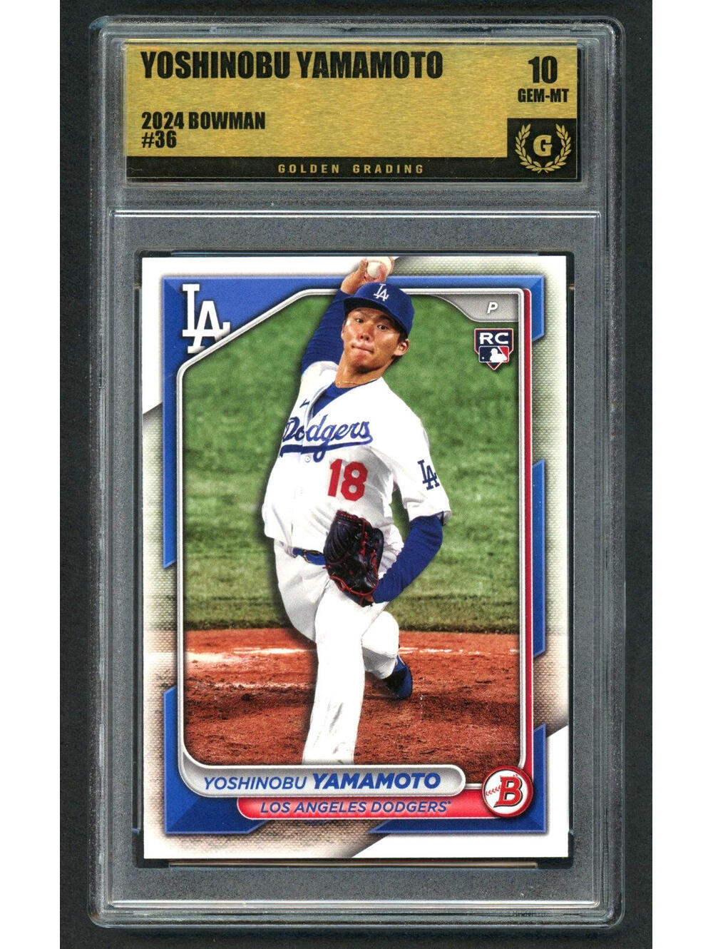 2024 Bowman #36 Yoshinobu Yamamoto Dodgers Rookie Card (RC) Gem Mint 10